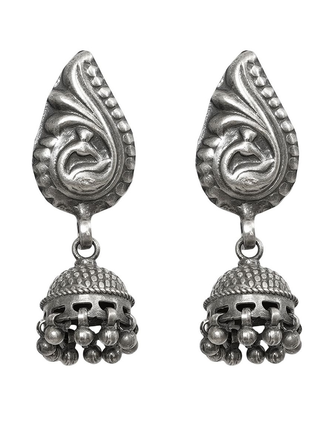 Studio Anivarya Women Sitara Handcrafted Stamped & Embossed Paisley Shaped Jhumkas Earring