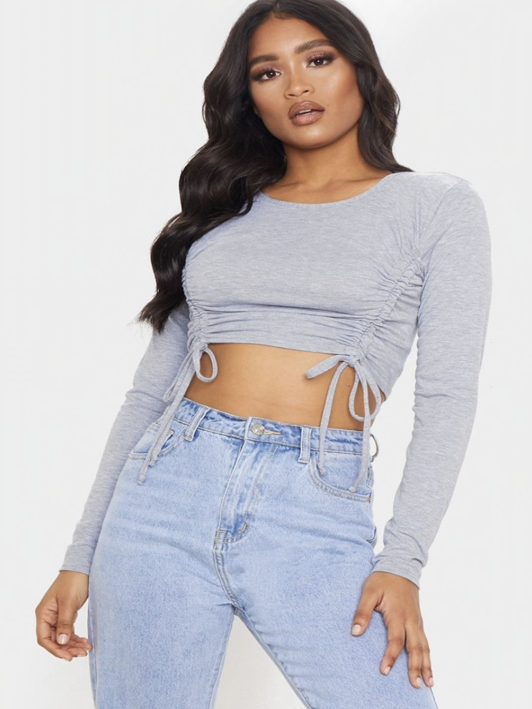 LA CHIC PICK Women Ruched Fitted Crop Top