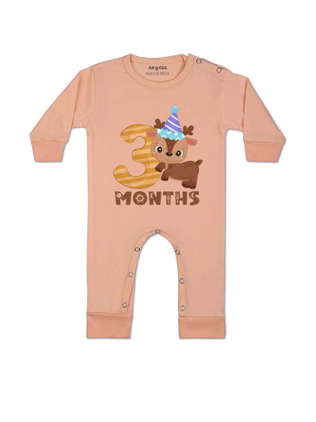 Arvesa Kids-Unisex 3 Month Printed Baby Rompers