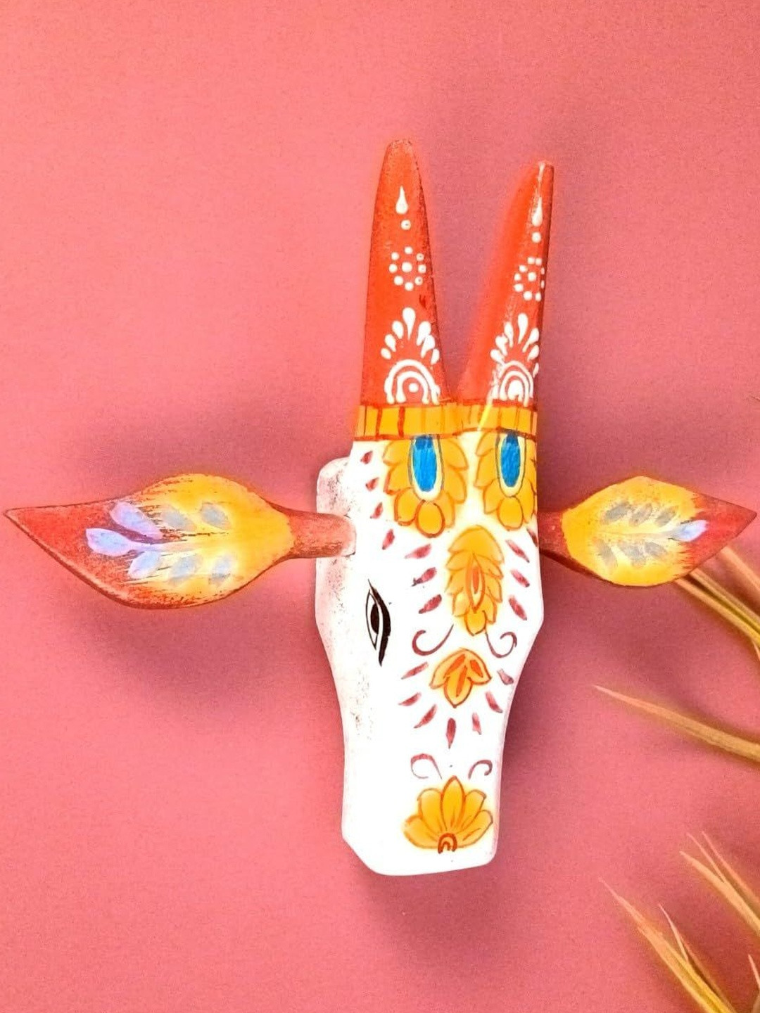 apka mart Painted Cow Head Wall Hanging