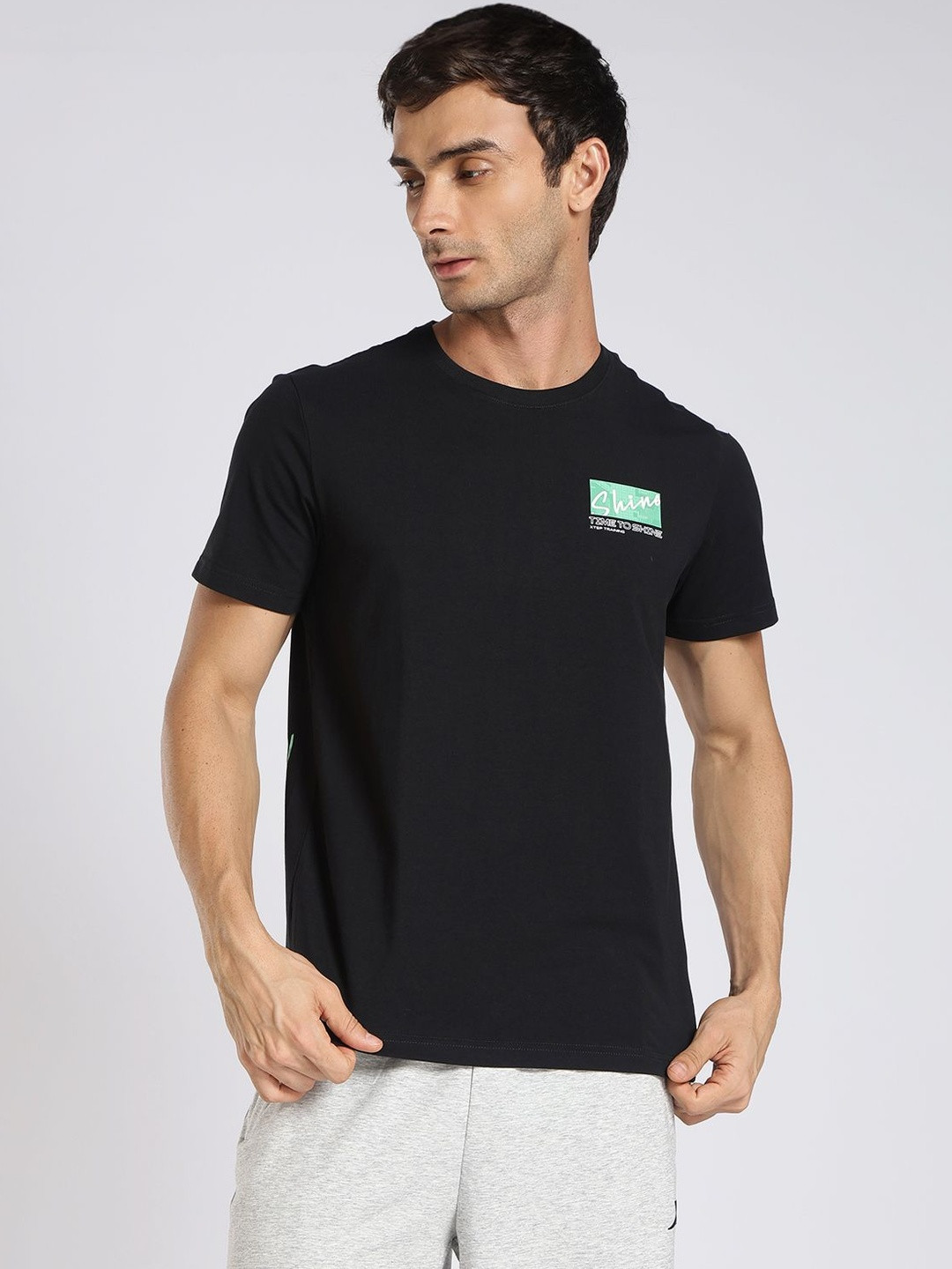 Xtep Men Motion Dry Typography Printed Round Neck Cotton T-shirt