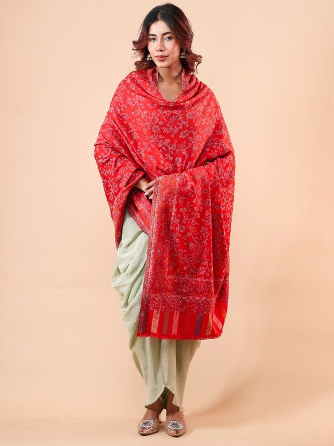 THE SHAWL STUDIO Leaf Paisley Woven Design Kani Shawl