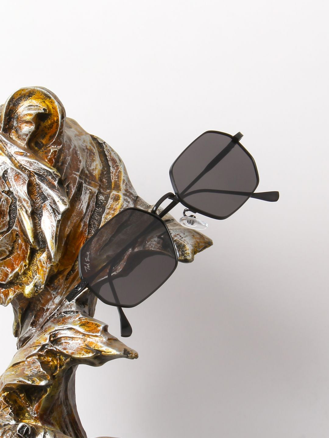 Ted Smith Unisex Heptagon Black Sunglasses With UV Protected Lenses