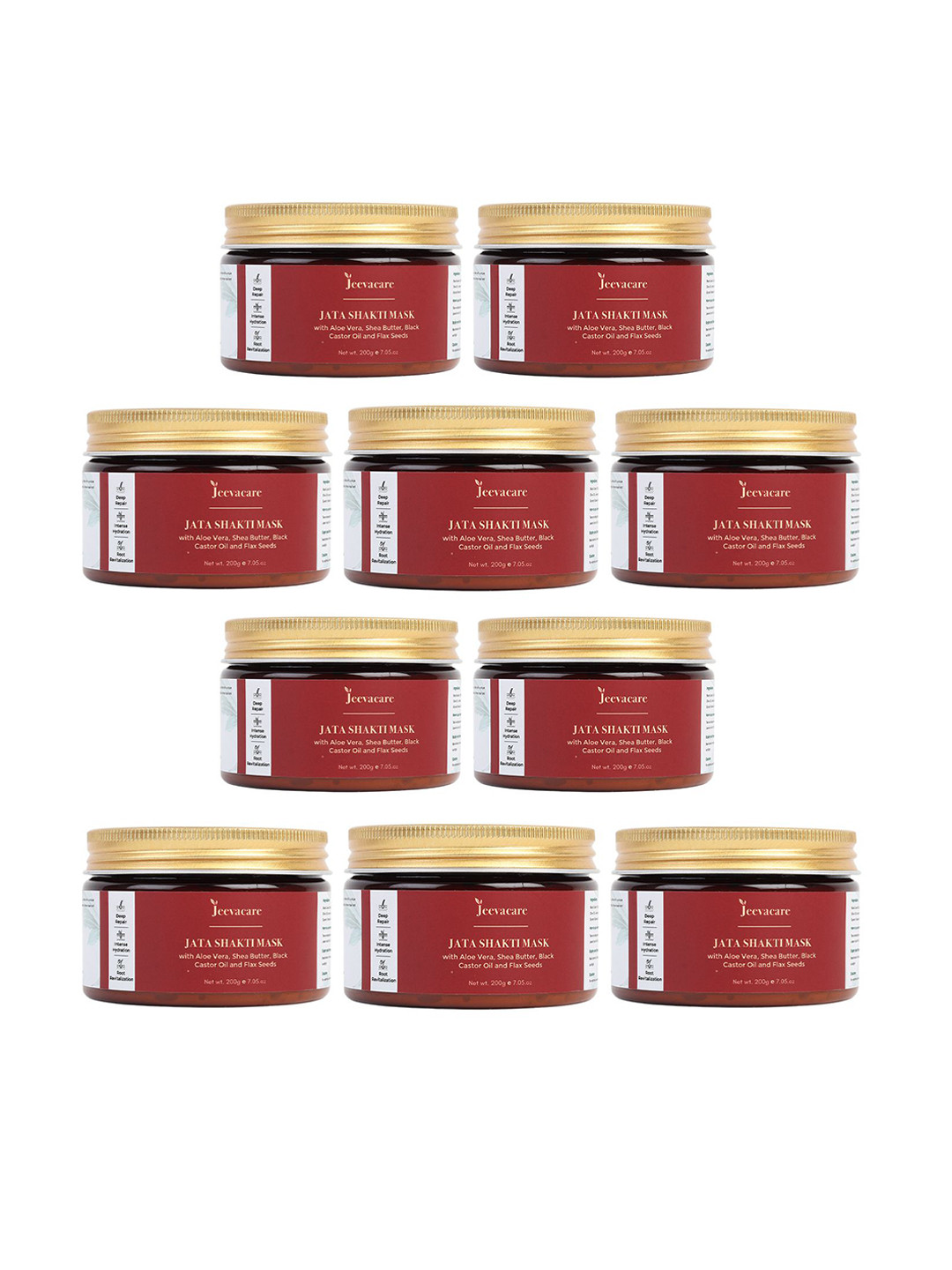 Jeevacare Set Of 10 Jata Shakti Hair Mask With Shea Butter For Deep Repair - 200 g Each