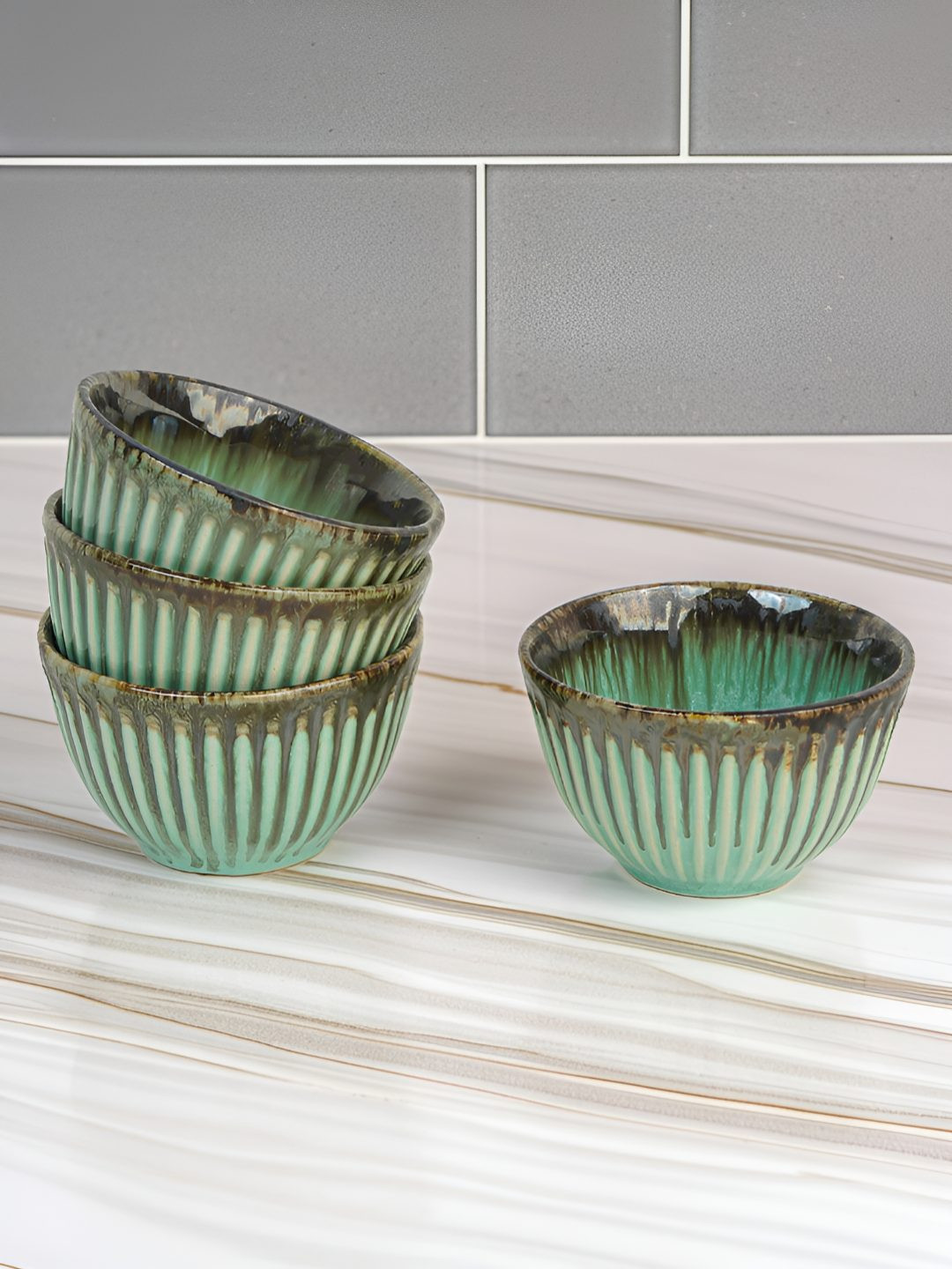 BODHI HOUSE Green 2025 4 Pieces Ceramic Dishwasher and Microwave Safe Dip Bowl