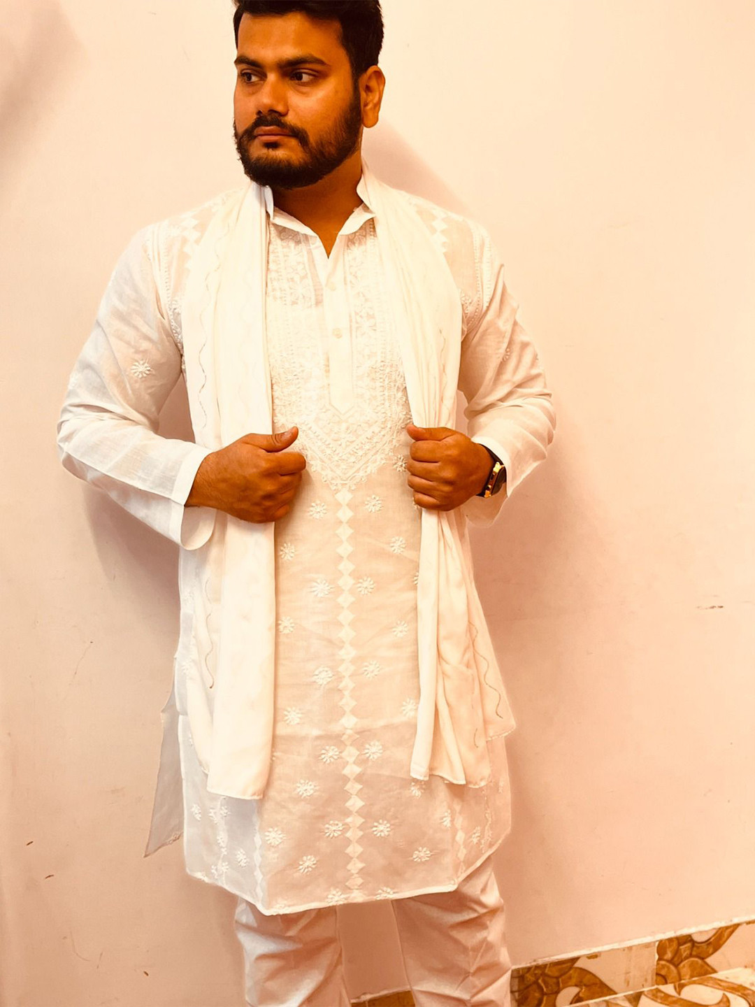 THE SUFI STORE Men Ethnic Motifs Embroidered Mandarin Collar Kurta