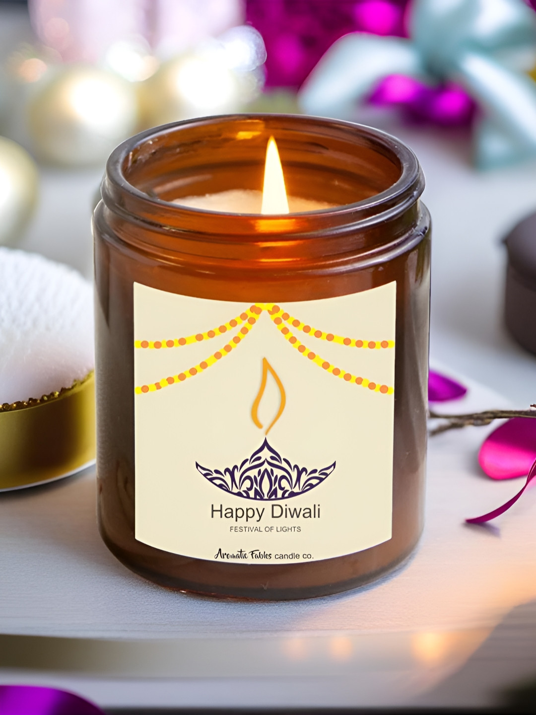 Aromatic Fables White & Brown Lavender Bliss Jar Candle