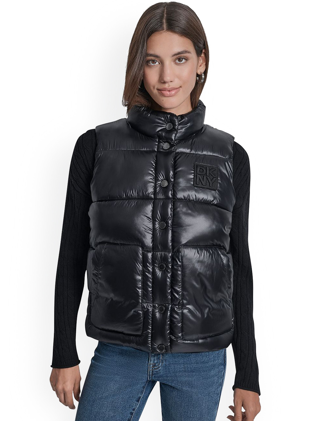DKNY Stand Collar Puffer Jacket