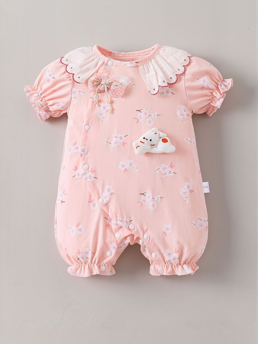 Hopscotch Girls Rabbit Motif Collar Cotton Romper