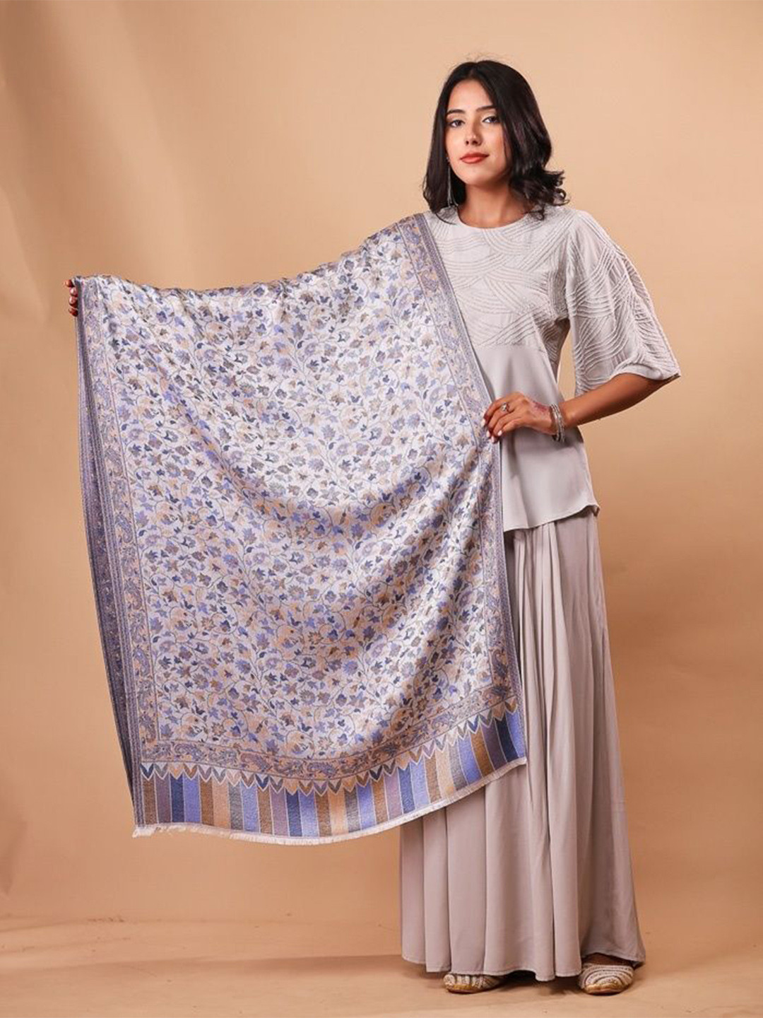 THE SHAWL STUDIO Small Paisley Printed Pure Modal Shawl