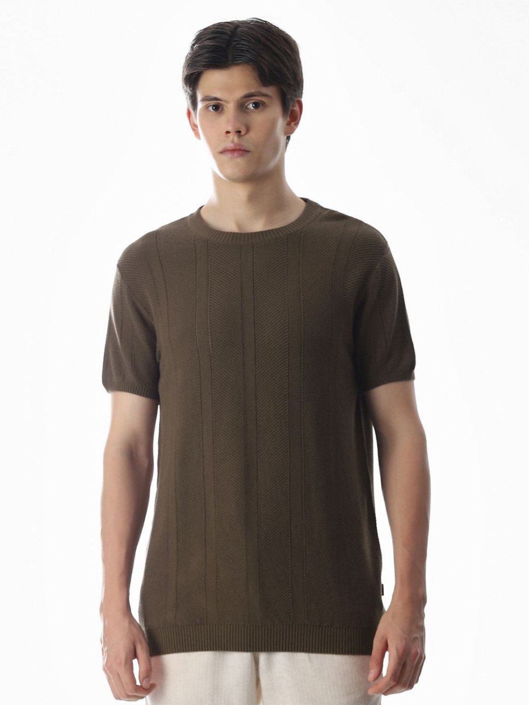 Jack & Jones Jjpr Jade Self Design Pure Cotton T-shirt