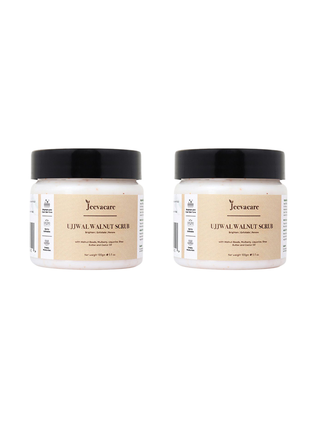 Jeevacare Set Of 2 Ujjwal Walnut Scrub With Aloe Vera - 100 g Each