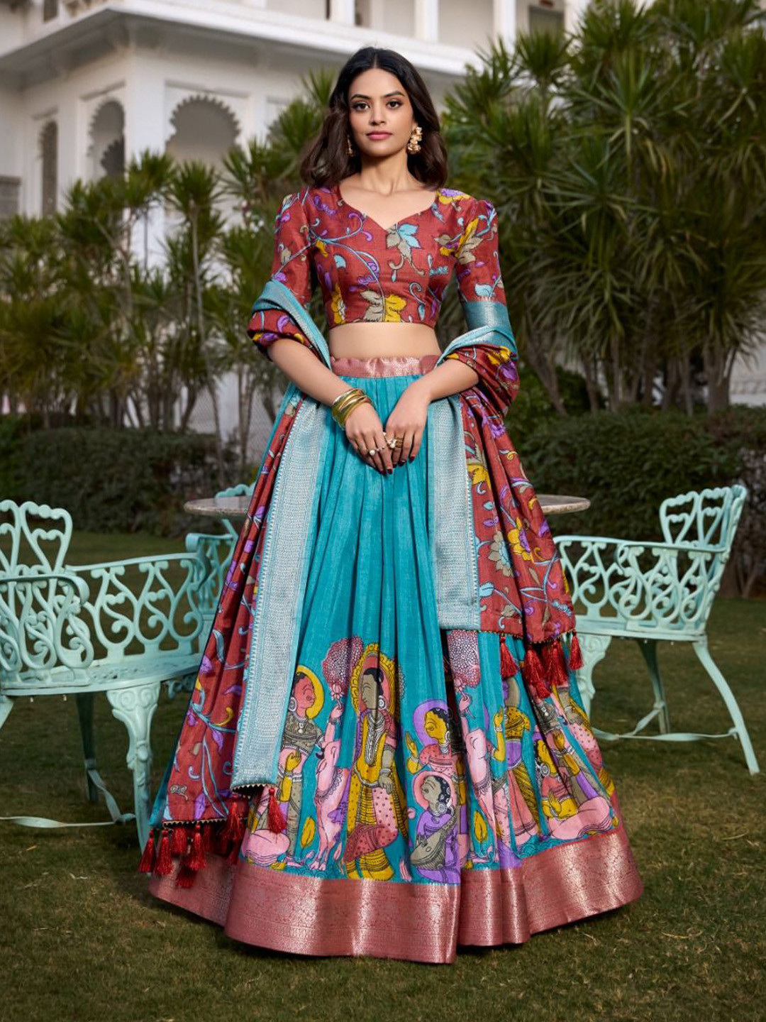 RUNAYA NX Printed Ready To Wear Lehenga & Unstitched Blouse With Dupatta