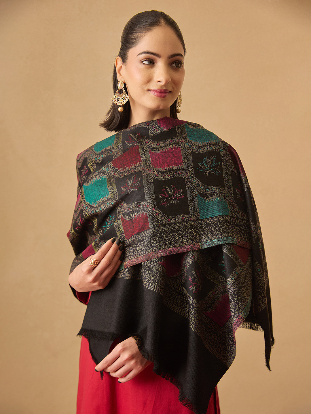 Pashmoda Women Floral Geometry Kaani Woolen Stole