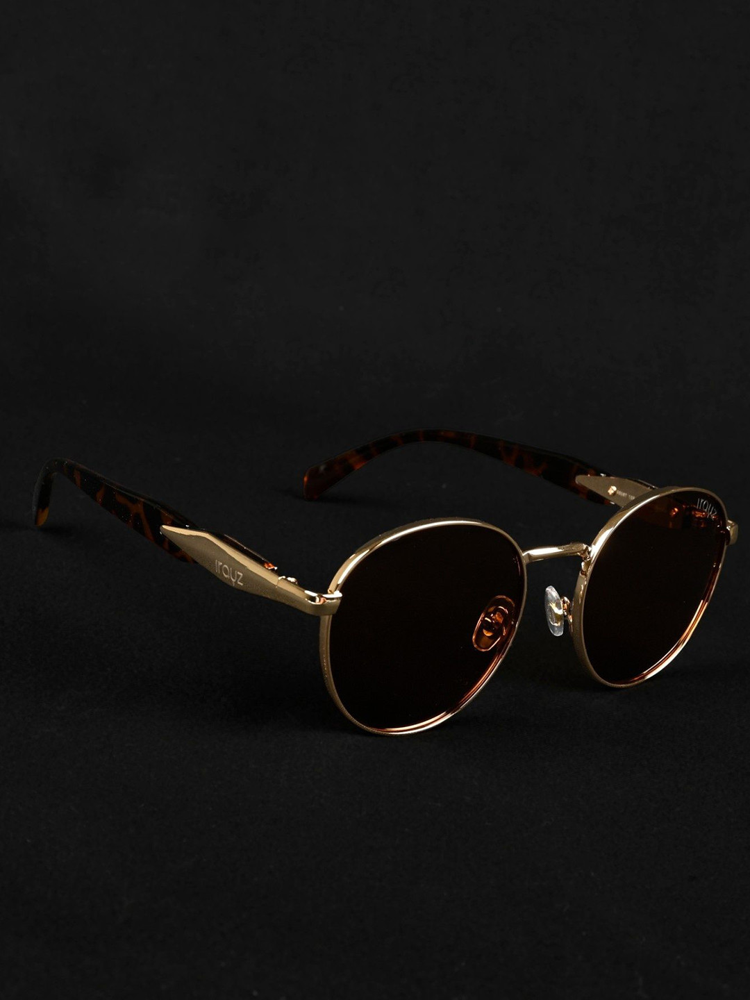 Irayz Unisex Full Rim Polarised and UV Protected Round Sunglasses 5203-Gold Brown