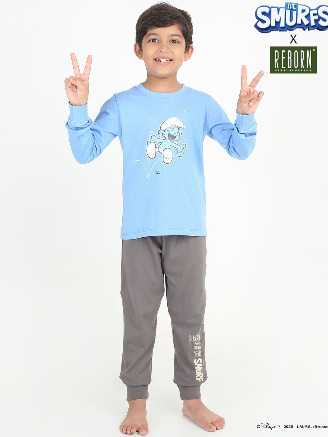 REBORN Boys Blue Printed Night suit