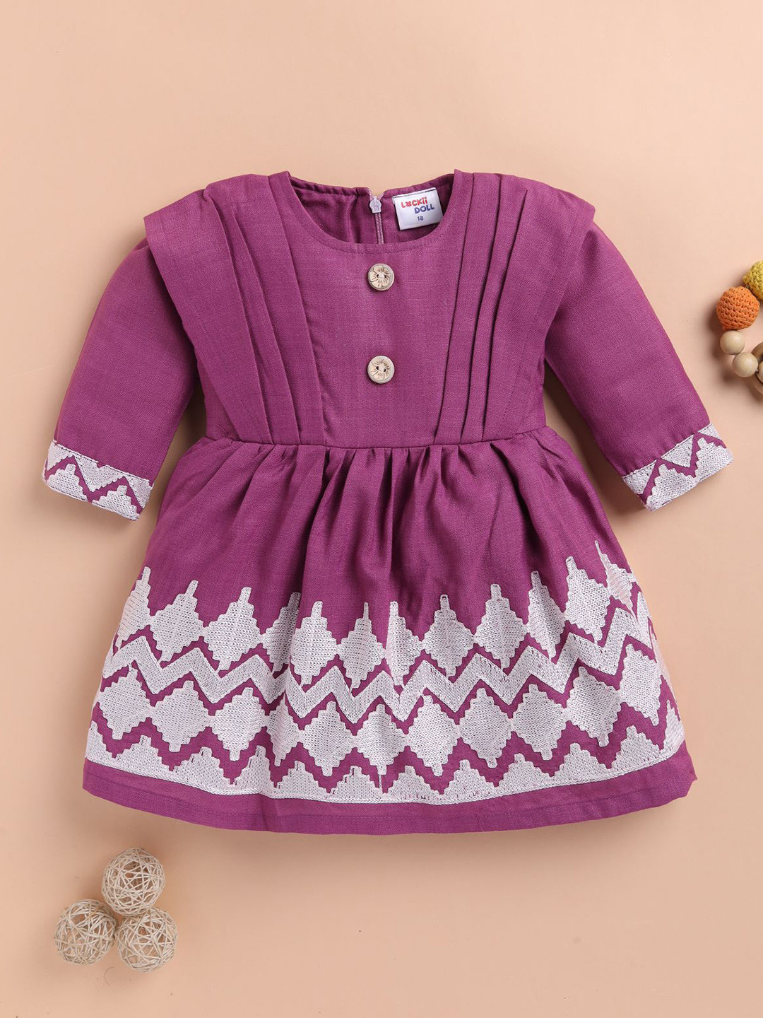 LACKii DOLL Girls Solid Regular Sleeves Fit & Flare Knee Length Dress