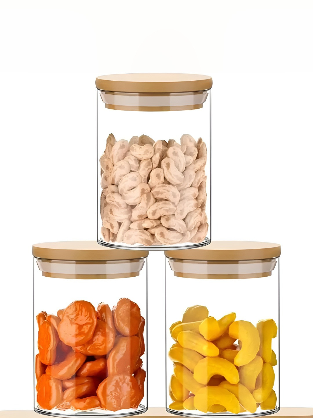 Virtuous 6 Pcs Transparent Airtight Flip Top Glass Jar 270ml