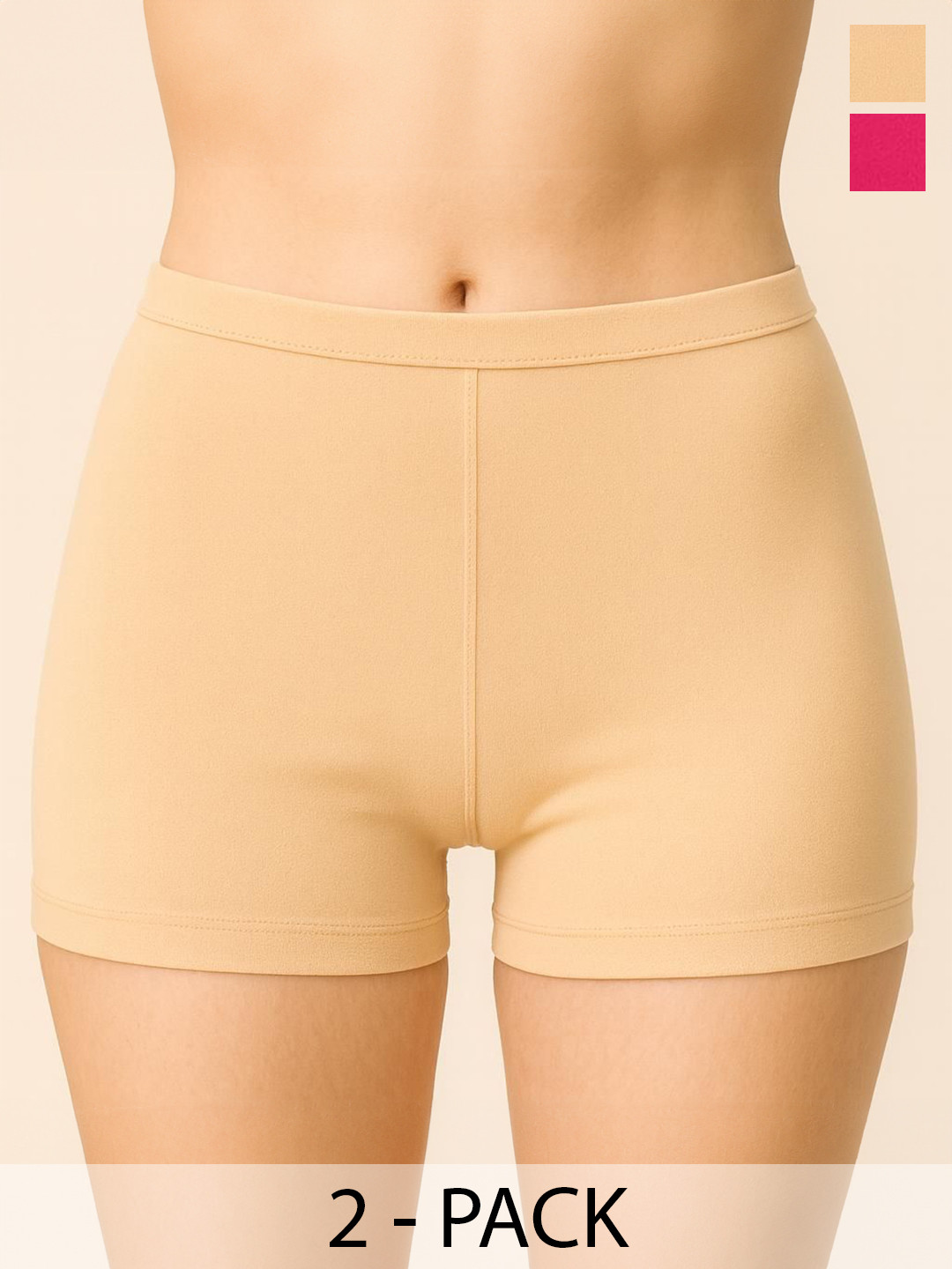 Attire Zone Pack Of 2 Mid-Rise Anti-Microbial Boy Shorts Briefs