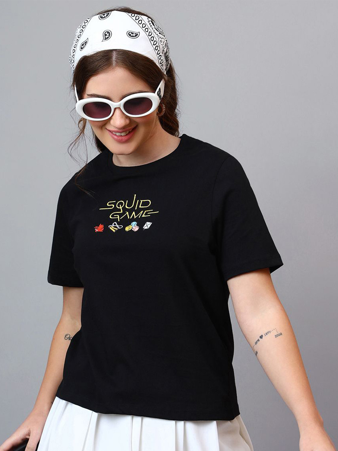 Free Authority Squid Game Typography Printed Round Neck Pure Cotton T-Shirt