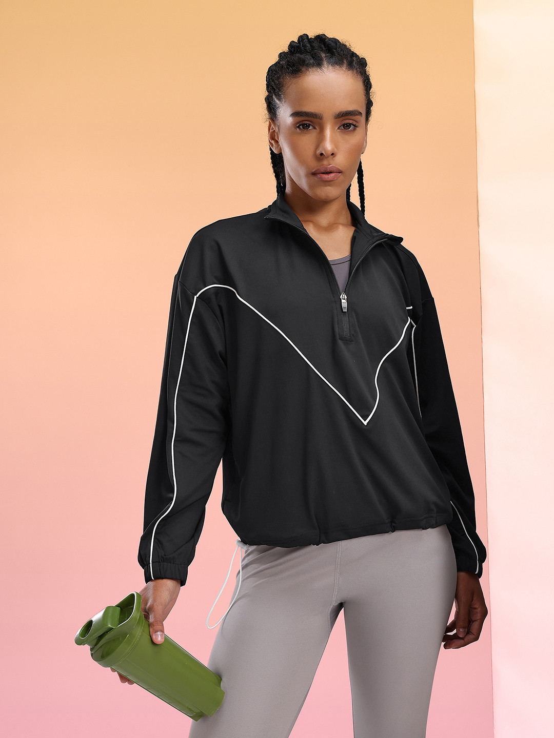 HRX by Hrithik Roshan Contrast Piping Running Jacket