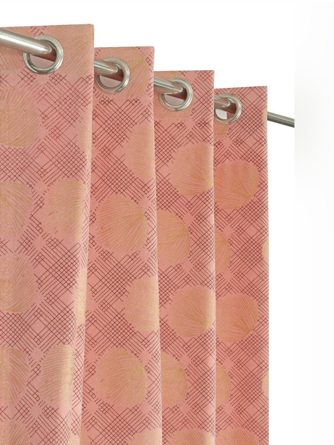 Kiara Creations Peach & Pink 2 Pcs Floral Printed Room Darkening Window Curtains