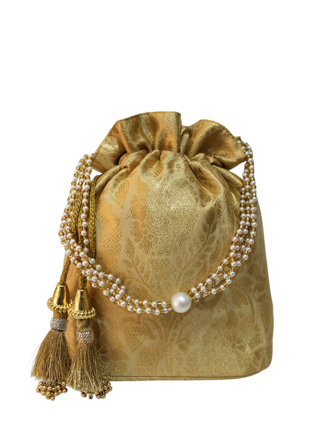 Milan's Creation Textured Bucket Shoulder Bag With Fringed Details