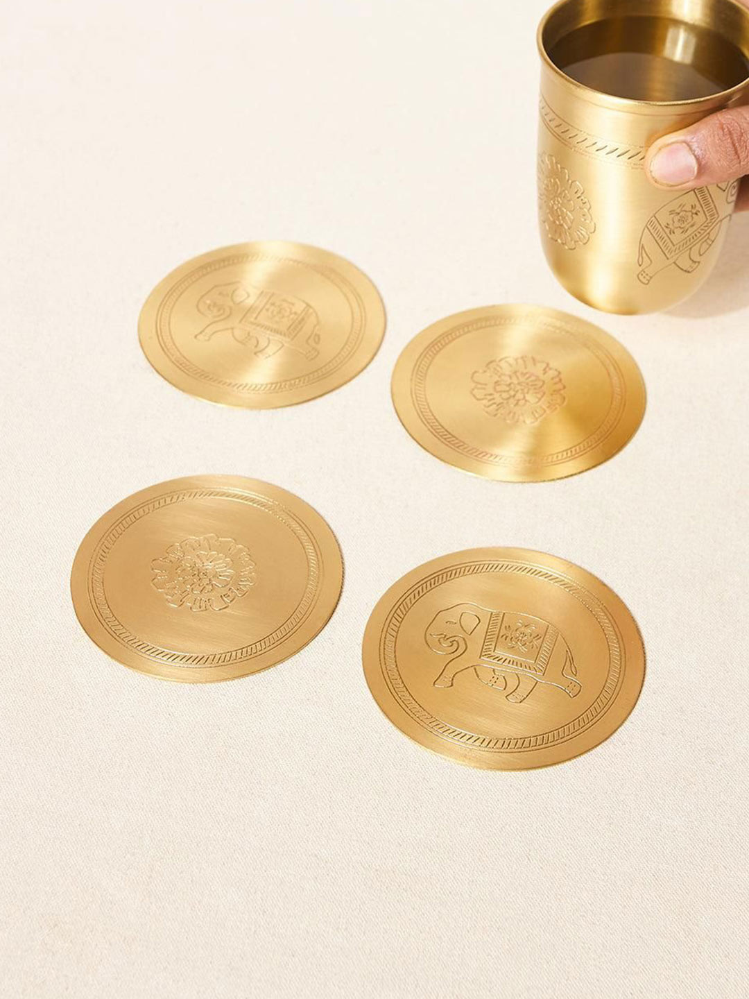 Chumbak Gold Toned 4 Pieces Palace Memoirs Rani Bagh Coasters