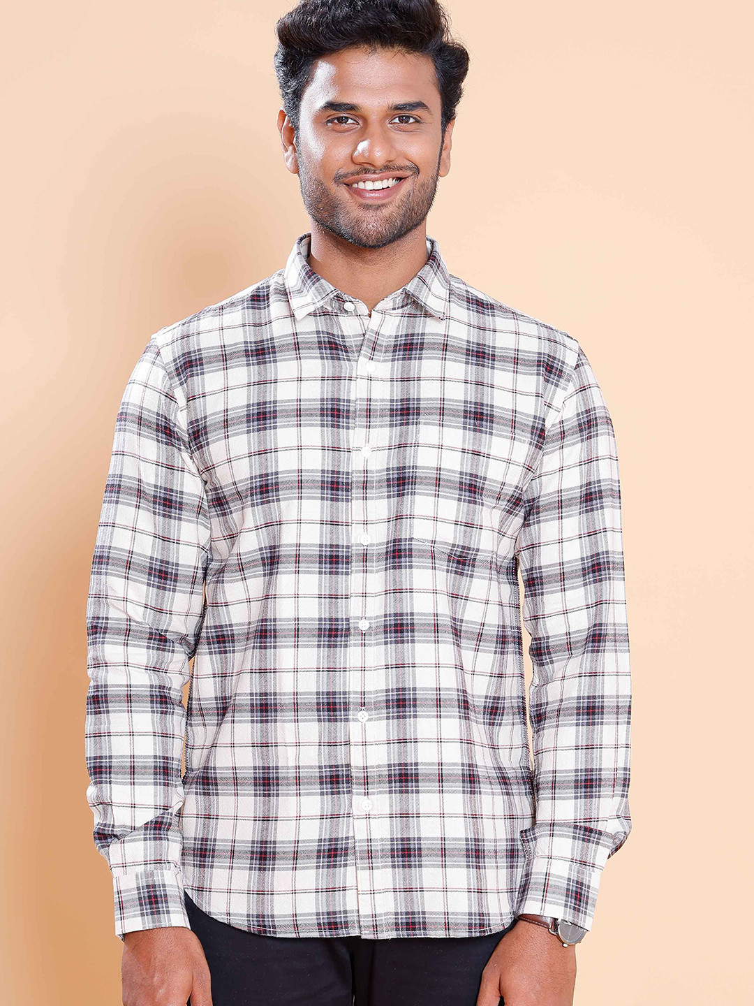 Native Bull Classic Fit Checked Long Sleeves Cotton Casual Shirt