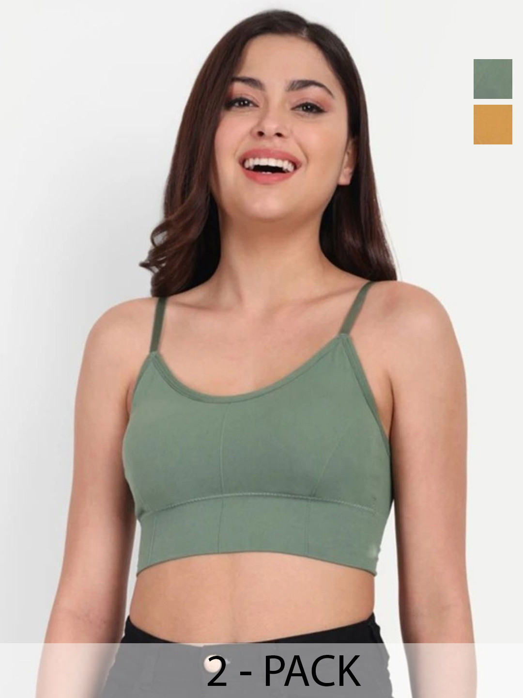 KAMINI Pack of 2 Lightly Padded Non-Wired Bralette Bra