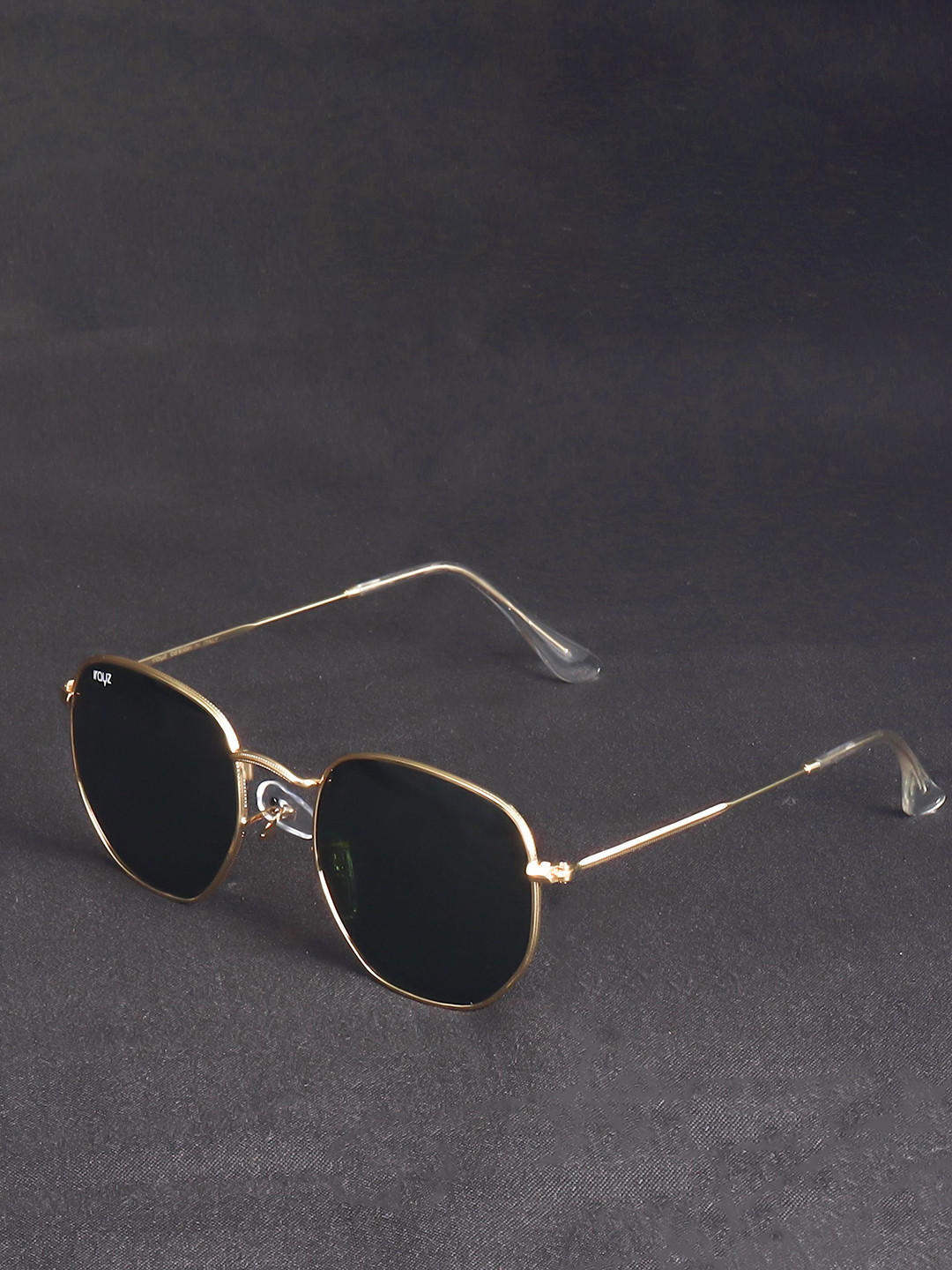 Irayz Unisex UV Protected Lens Hexagon Sunglasses 5072-Gold-Green