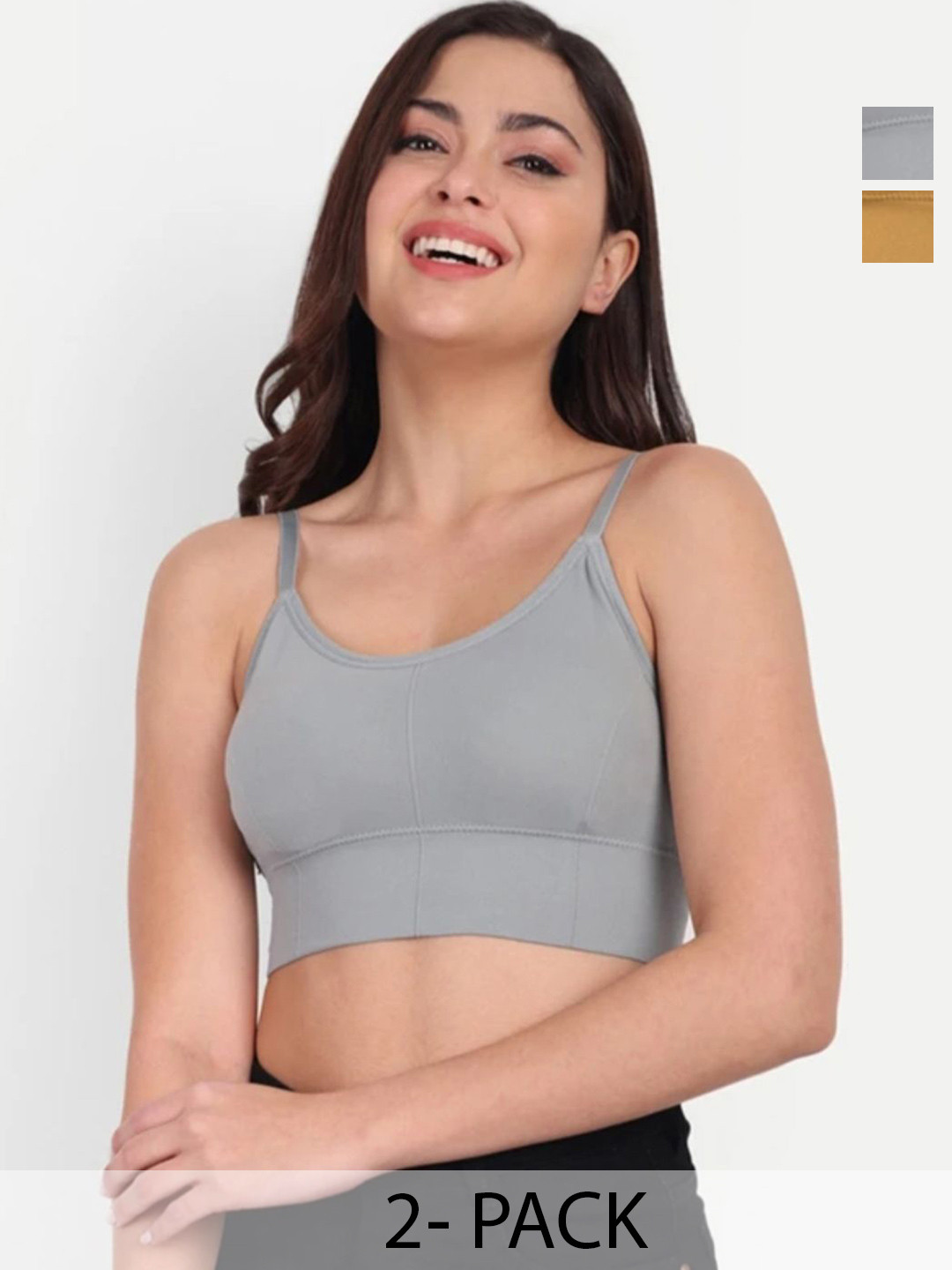 MS.TRADERS.786 Women Pack of 2 Solid Full Coverage Lightly Padded Seamless Beginners Bra