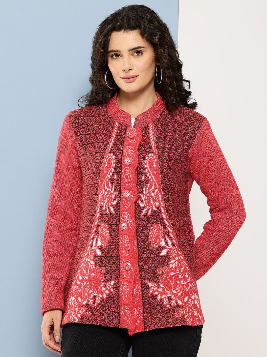 BAESD Women Fair Isle Woollen Cardigan