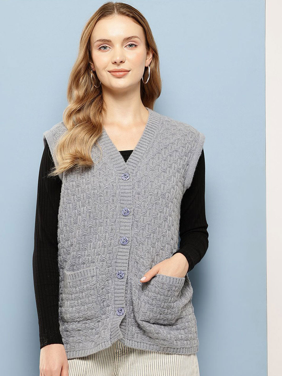 BAESD Women V-Neck Woollen Cardigan