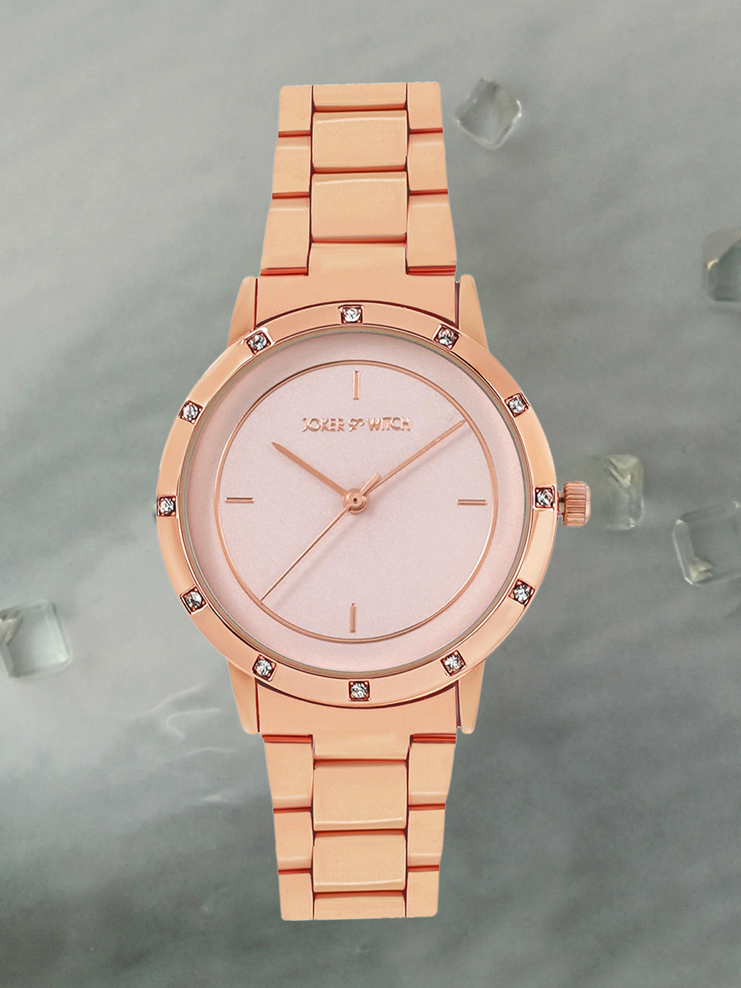 JOKER & WITCH Women White & Rose Gold Toned Stainless Analogue Watch AMWW578-Rose Gold