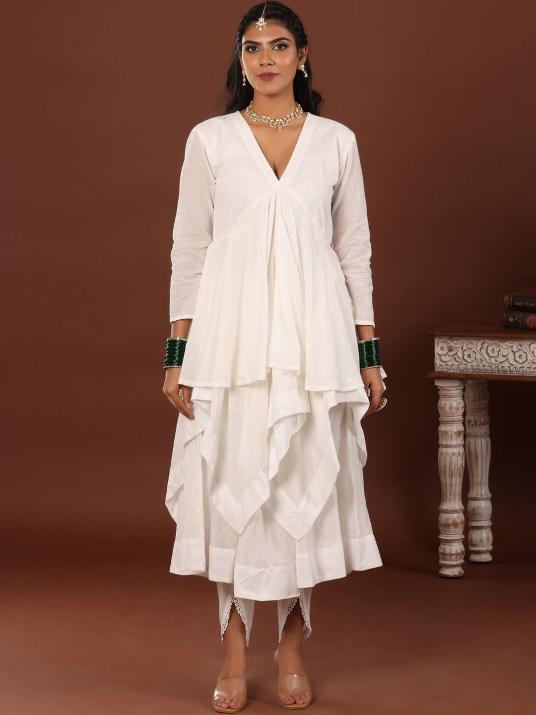 JIRAAZI Women Solid Festive A-Line Kurta
