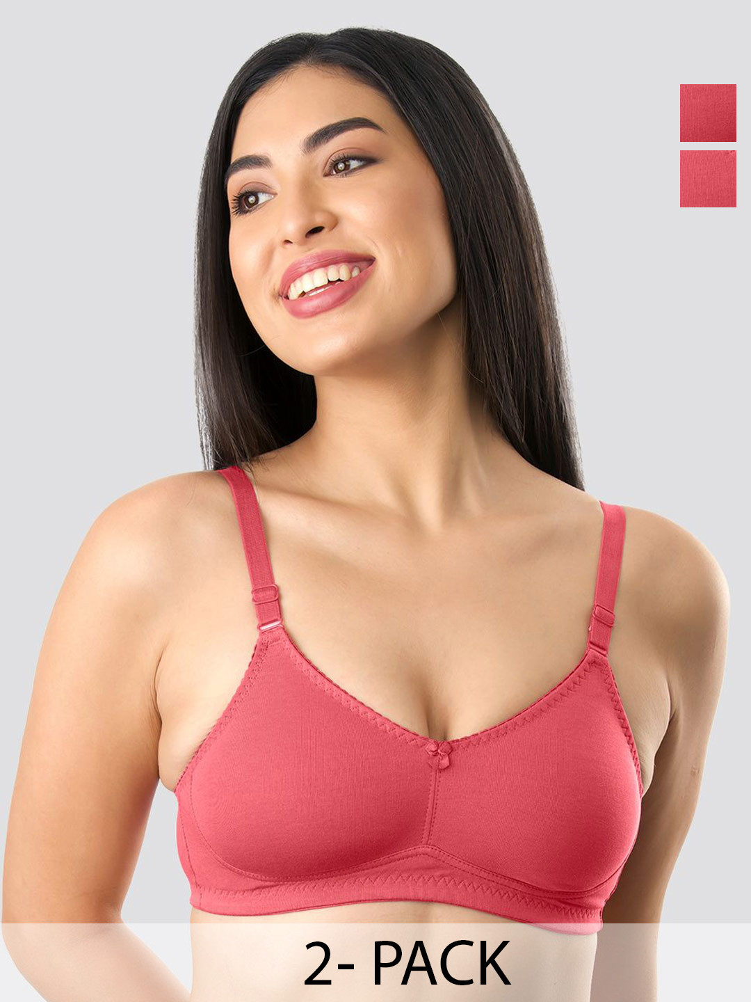 Kalyani Emma Women Pack of 2 Double Layered Seamless Cups Full Coverage Cotton Bra
