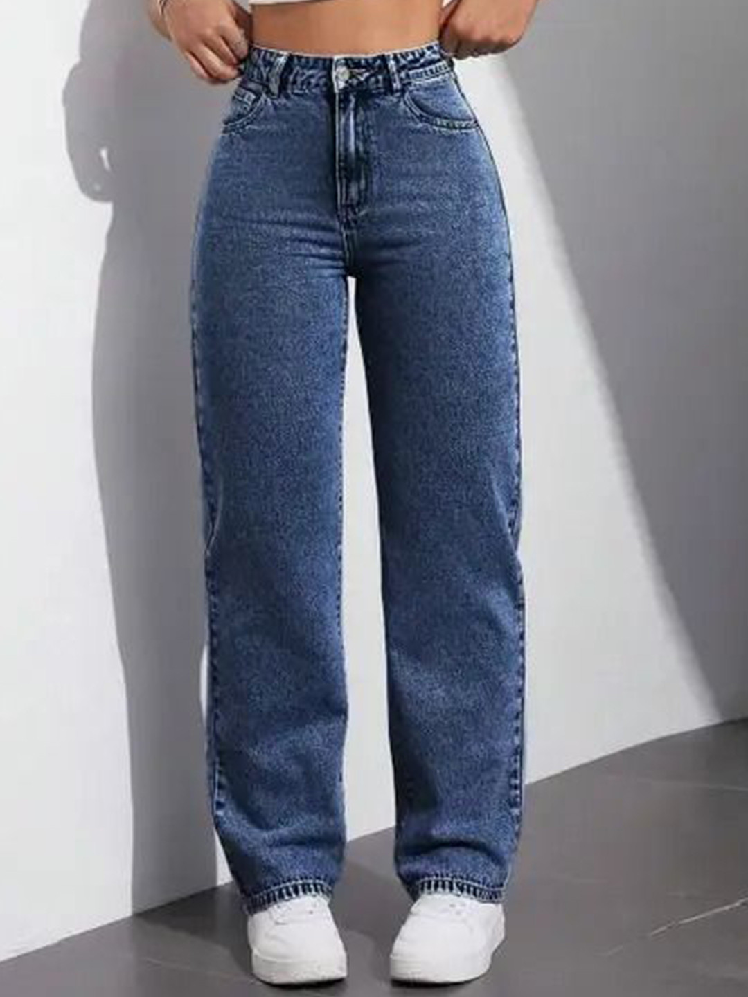 VK FASHION Women Jean Boyfriend Fit Acid Wash High-Rise Light Fade Stretchable Jeans