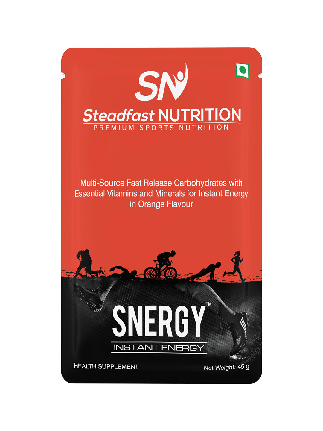 Steadfast Nutrition Snergy Instant Energy Pre Workout Supplements Orange 30 Sachets 1350g