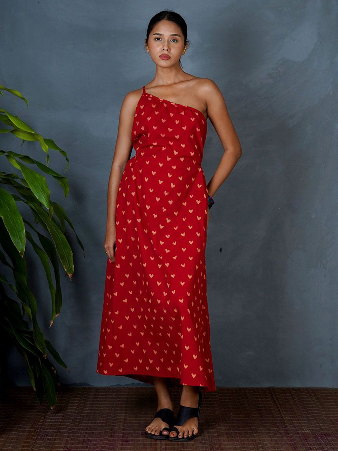 Chidiyaa Women MYA Jyoti Red Hand Block Printed Dress