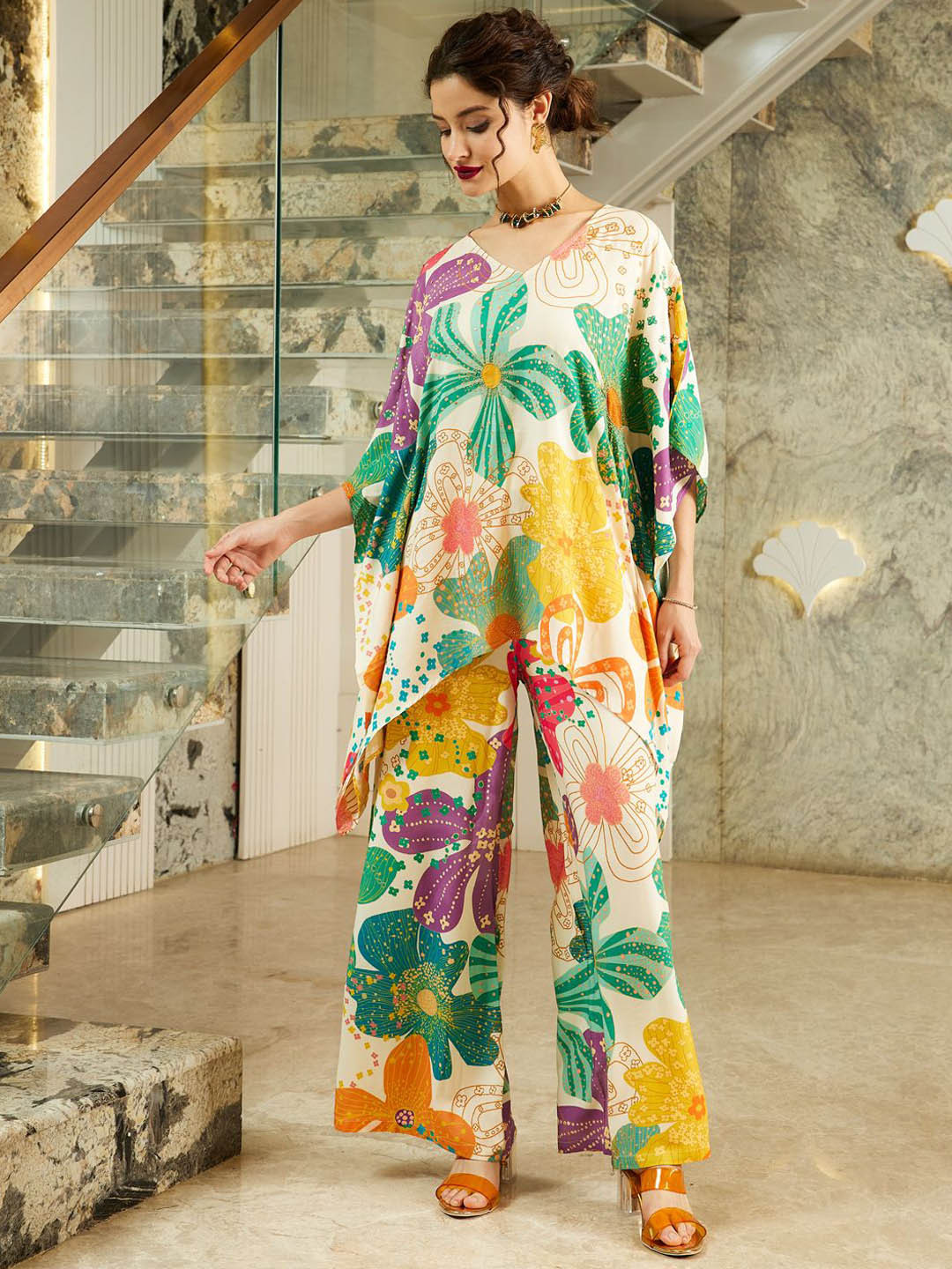 Shally Bhasin by Athena Women Printed Kaftan Top & Trouser Co-Ord Set