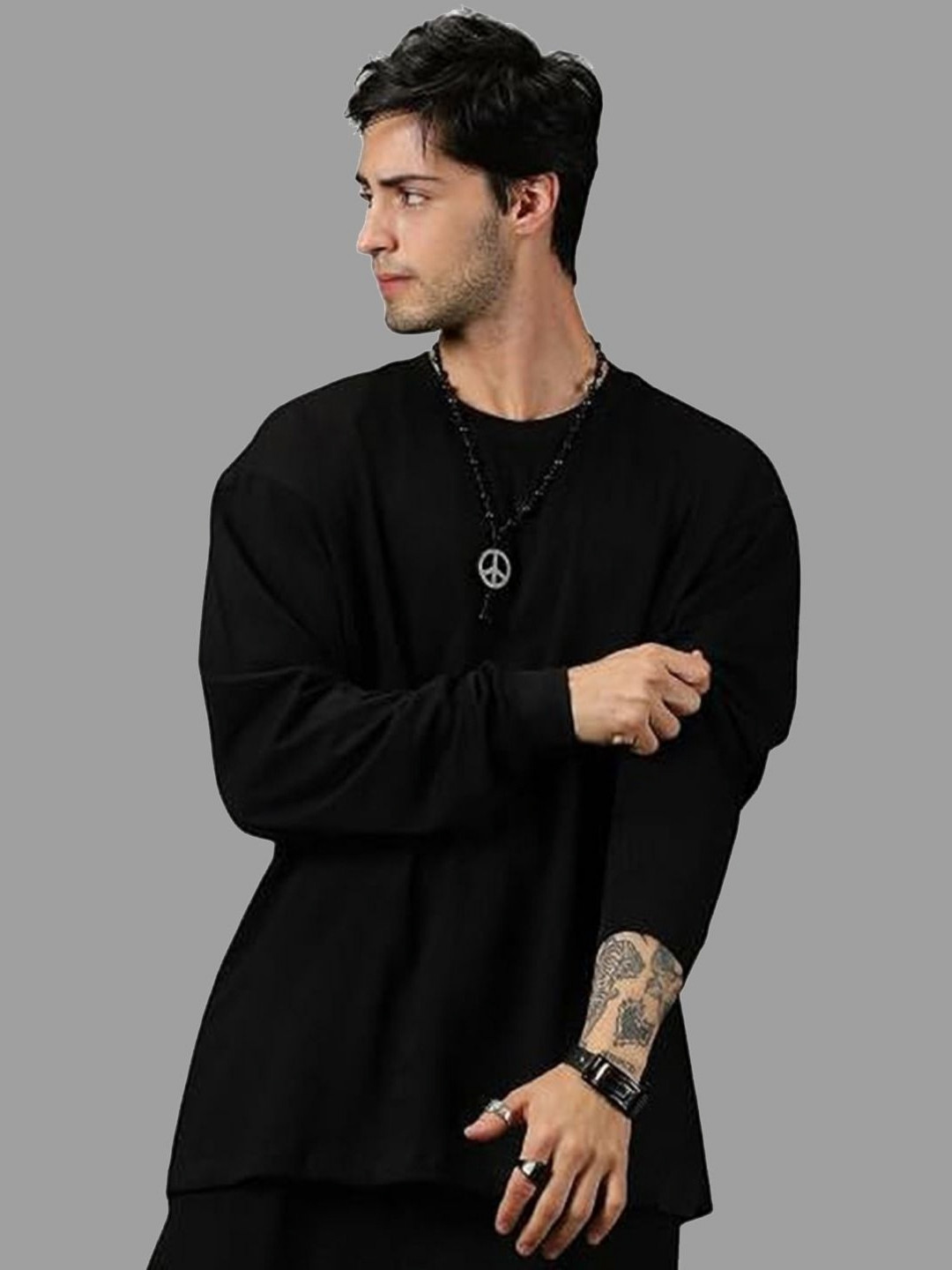 ALONE EAGLE Round Neck Oversized Pure Cotton T-shirt
