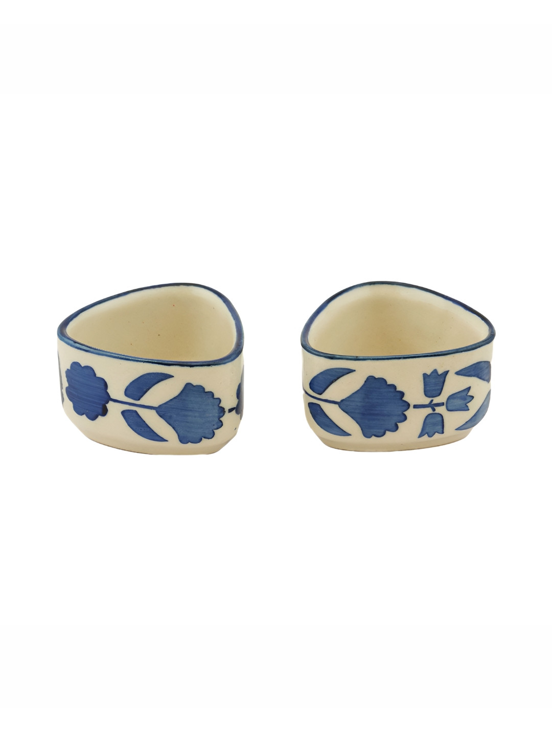 yourowndcor White & Blue 2 Pieces Ceramic Dishwasher Safe Serving Bowls