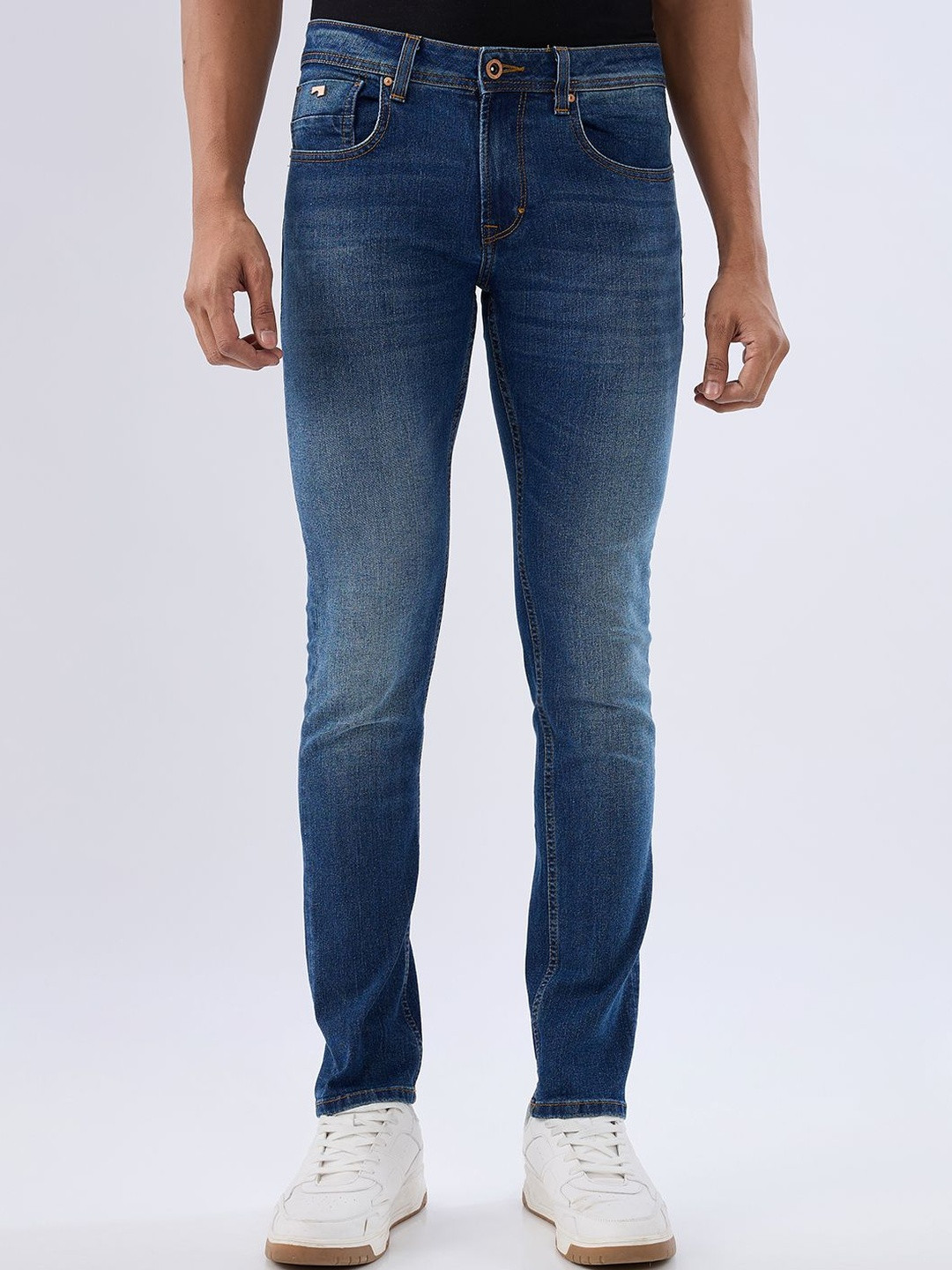 Spykar Dark Blue Slim Fit Low Rise Jeans For Men