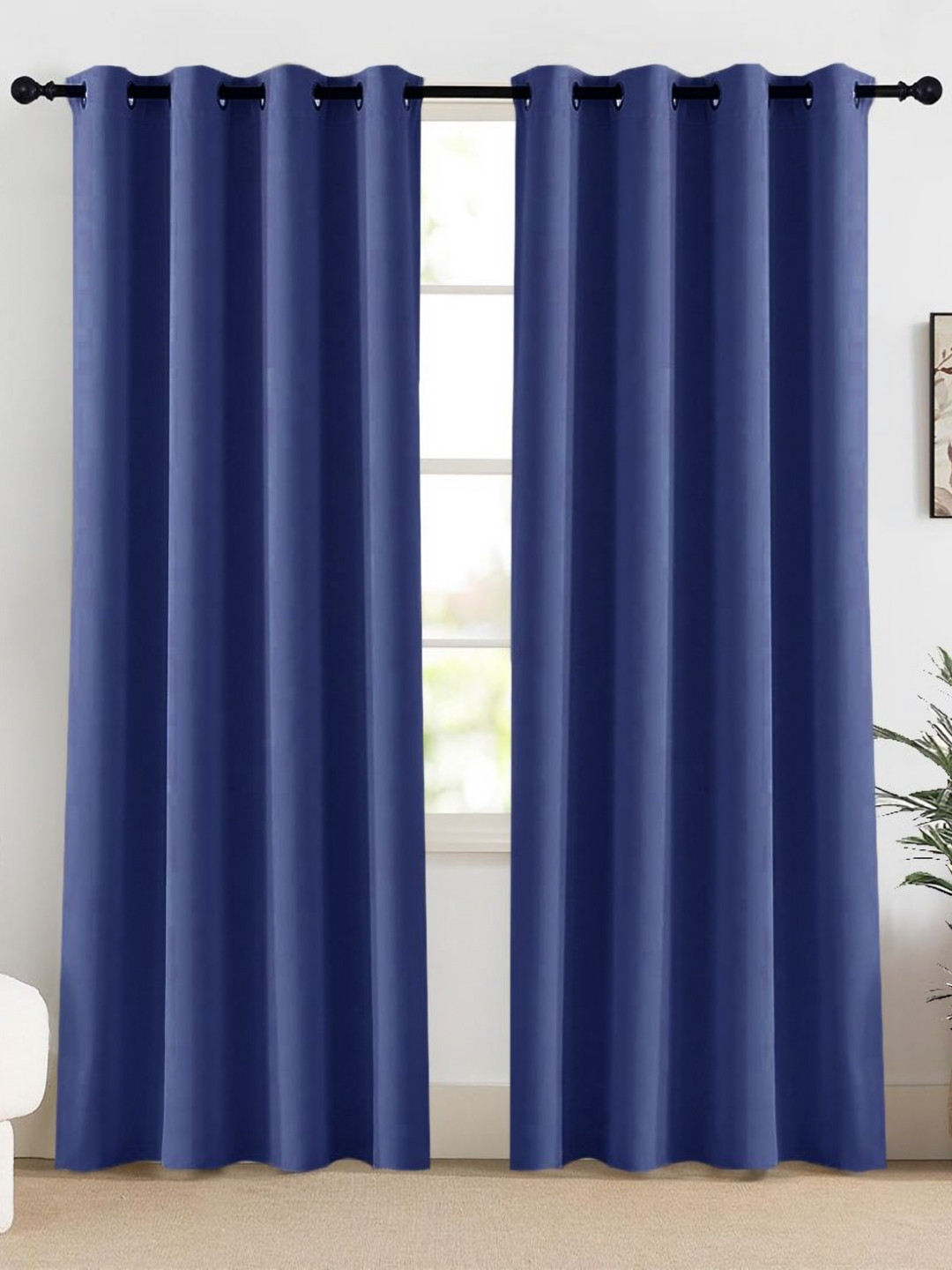 HOMEMONDE Navy Blue 2 Pcs Blackout 10 Feet Long Room Privacy & Thermal Insulation Curtains