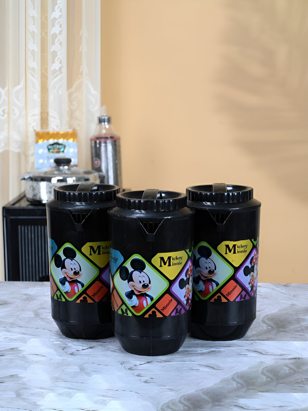 Aura Black & Yellow 3 Pieces Printed Water Jugs-2 L