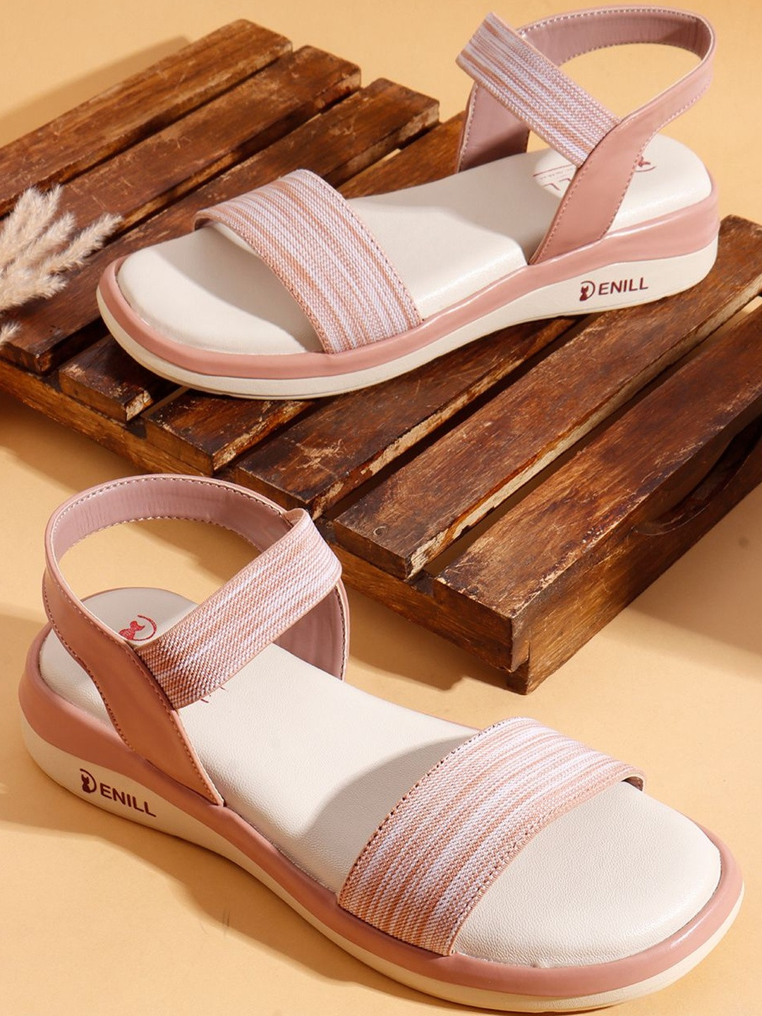Denill Women Striped Straps Platform Sandals
