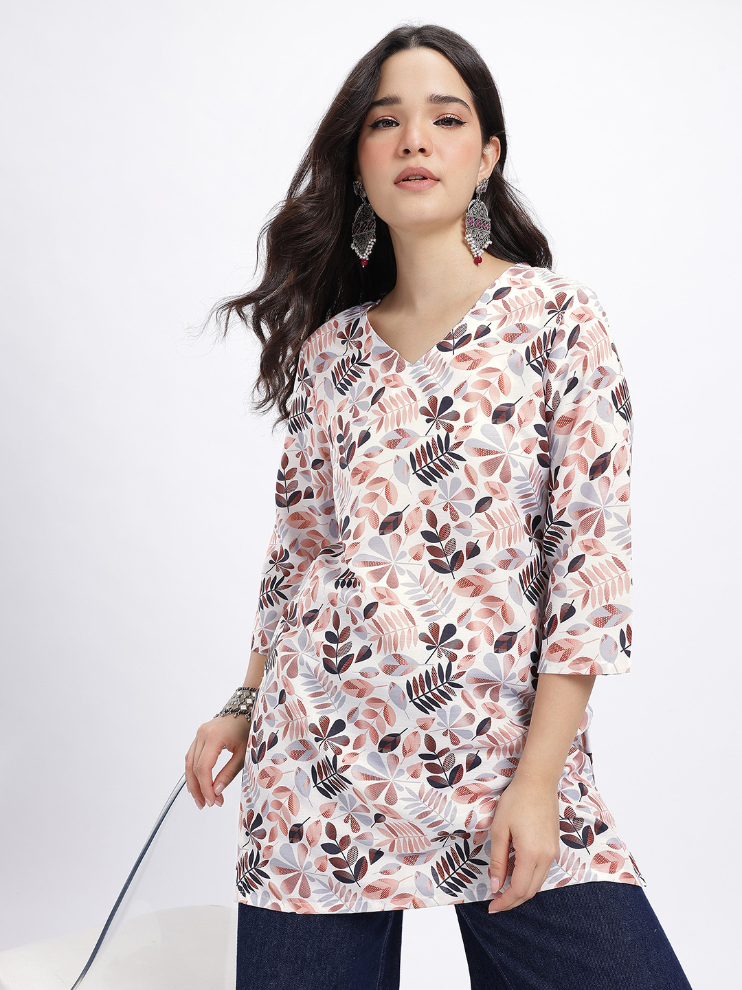Anouk Rustic Floral Printed V-Neck Kurti