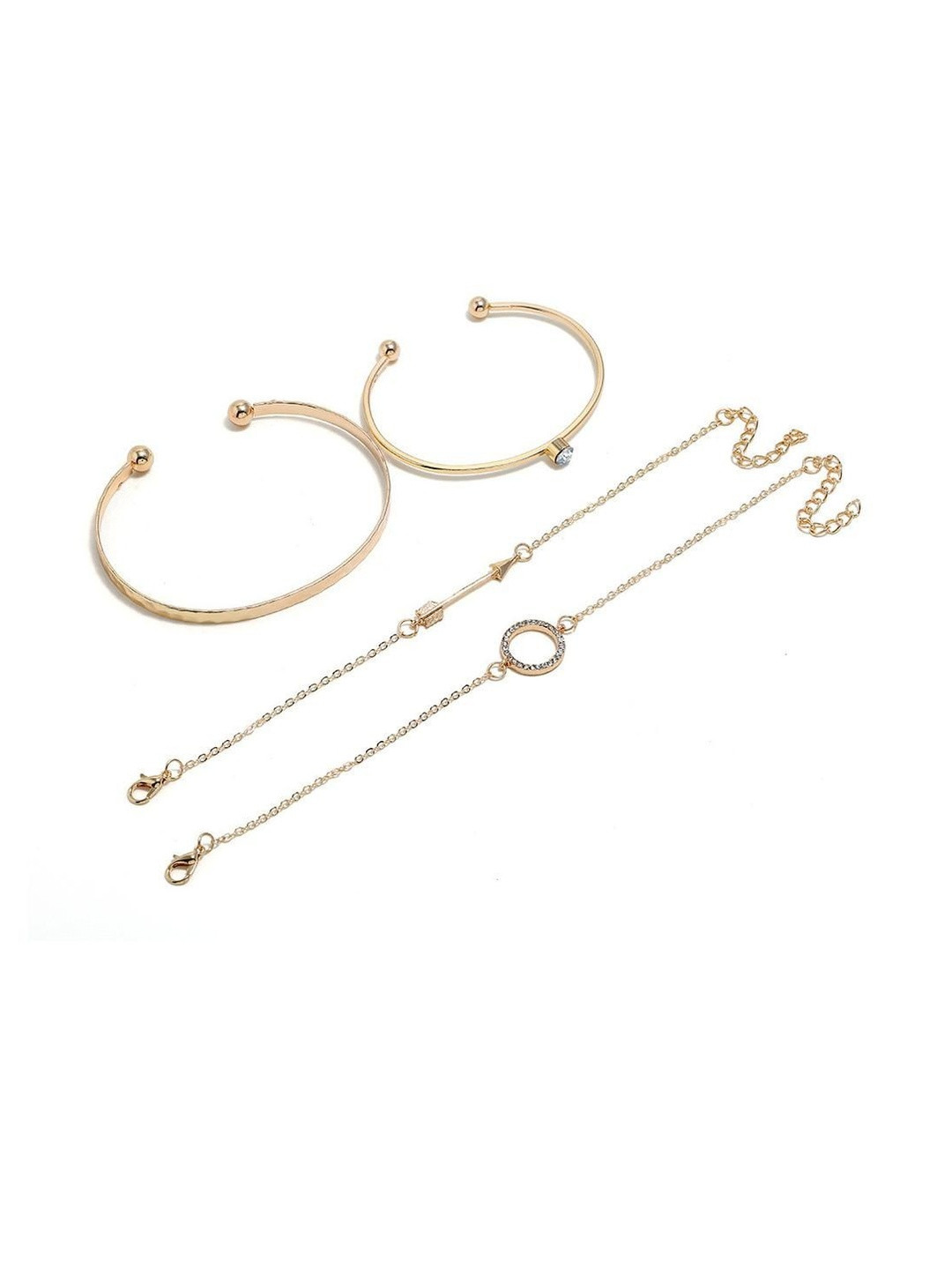 DressBerry Women Set of 4 Gold Toned Gold Plated Stackable Bracelet