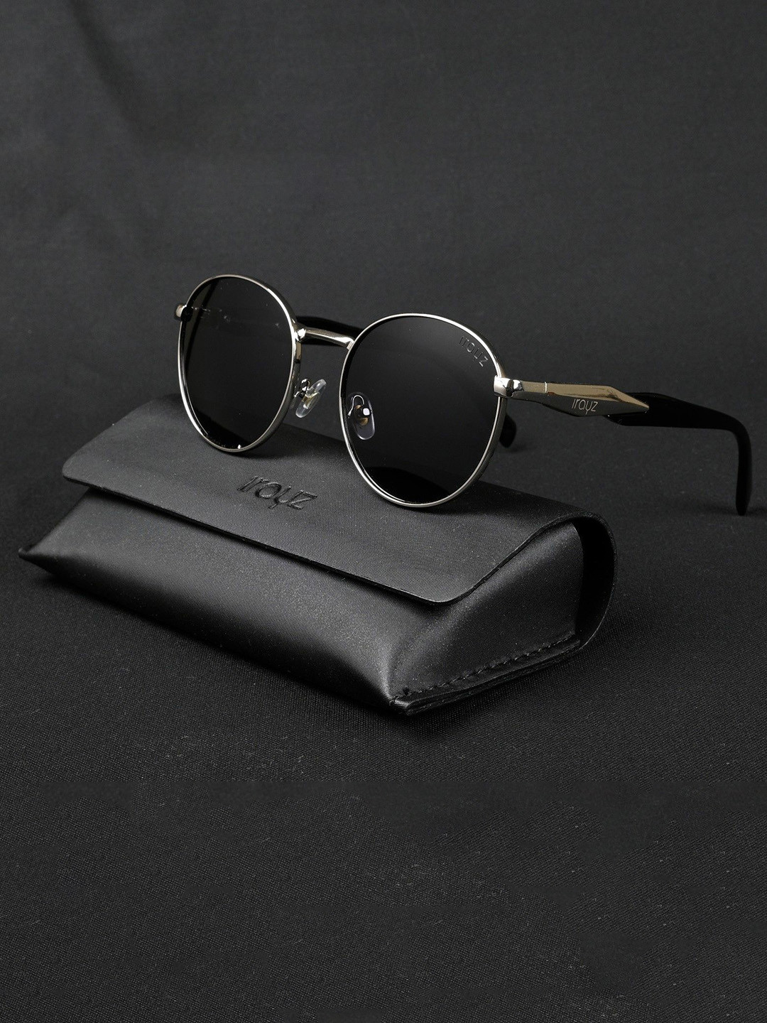 Irayz Unisex Round Sunglasses with Polarised and UV Protected 5303-Silver Black